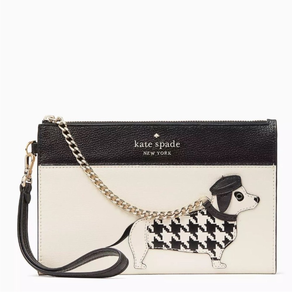Kate Spade Houndstooth Dachshund Wristlet